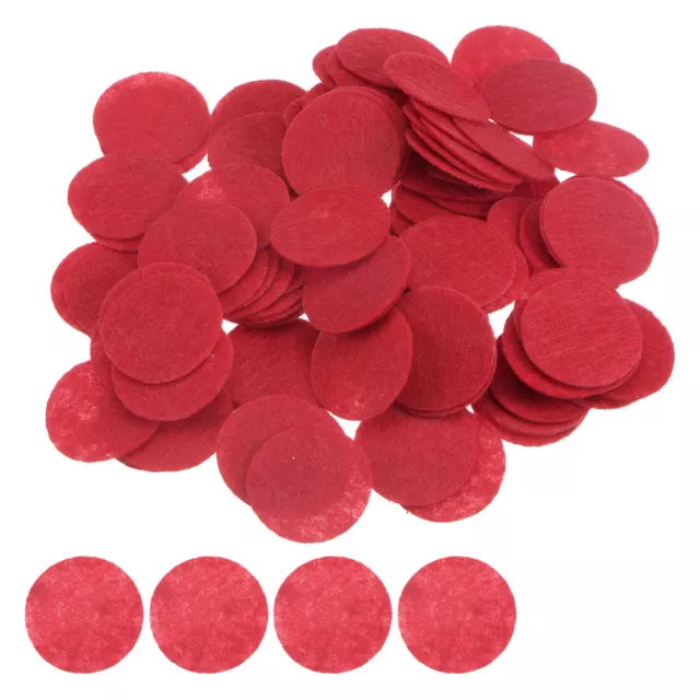 200pcs Round Felt Circles, 25mm 1" Craft Felt Pads Non-Woven Fabric Pad Red