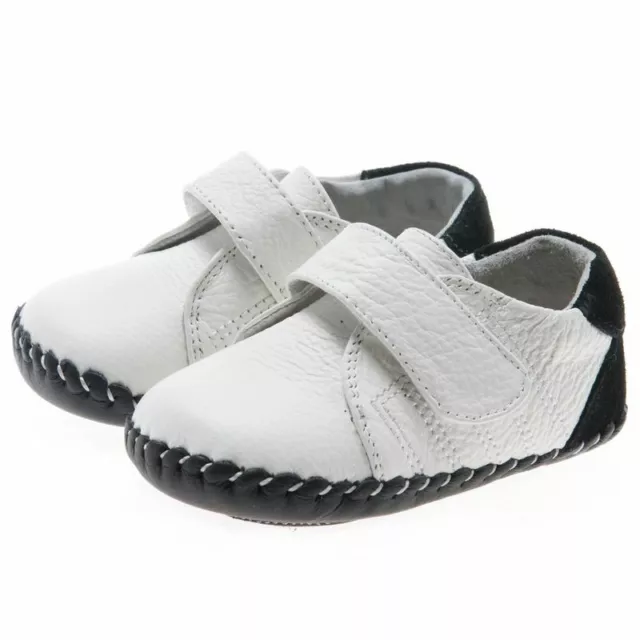 Boys/ Girls Toddler - REAL Leather Soft Sole Baby Shoes - White