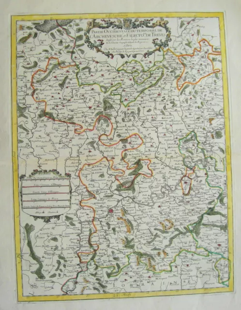 Trier Bitburg Bernkastel Cochem Gerolstein Kupferstich Landkarte Jaillot 1701 A