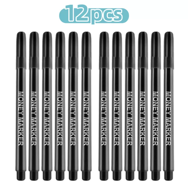 12PC Counterfeit Pen Fake Money Detector Markers for EURO USD RMB and Other F7H4