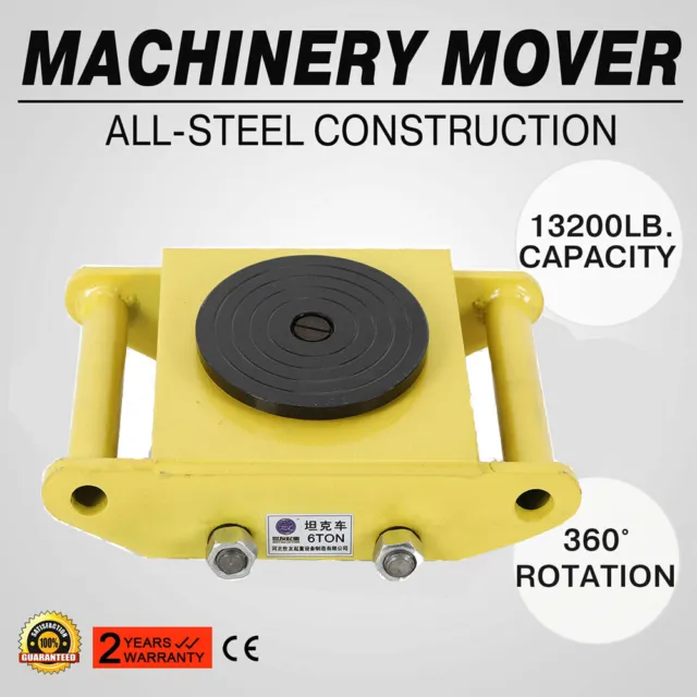 6Ton Heavy Duty Machine Dolly Skate 360 Machinery Roller Mover Cargo Trolley NEW