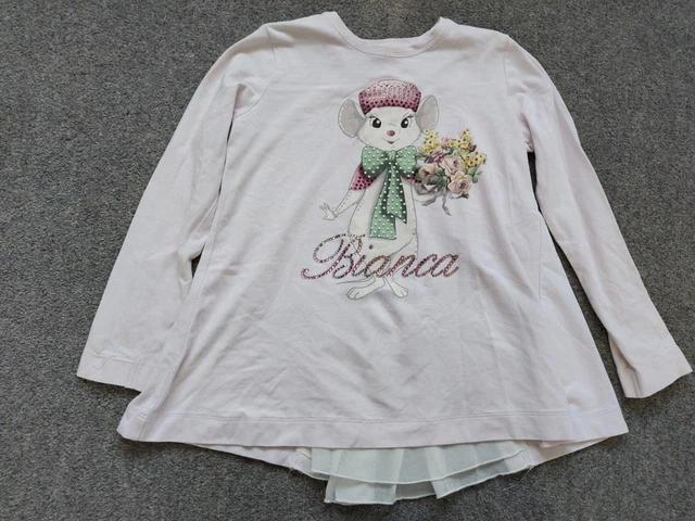 Monnalisa, Girls Disney Bianca Mouse Longline Top  8 Years