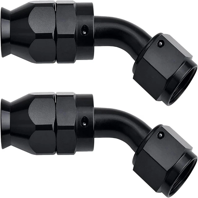 2PCS 45 Degree Black  Aluminum  6AN 45 Degree Fitting Swivel Hose End Fittings