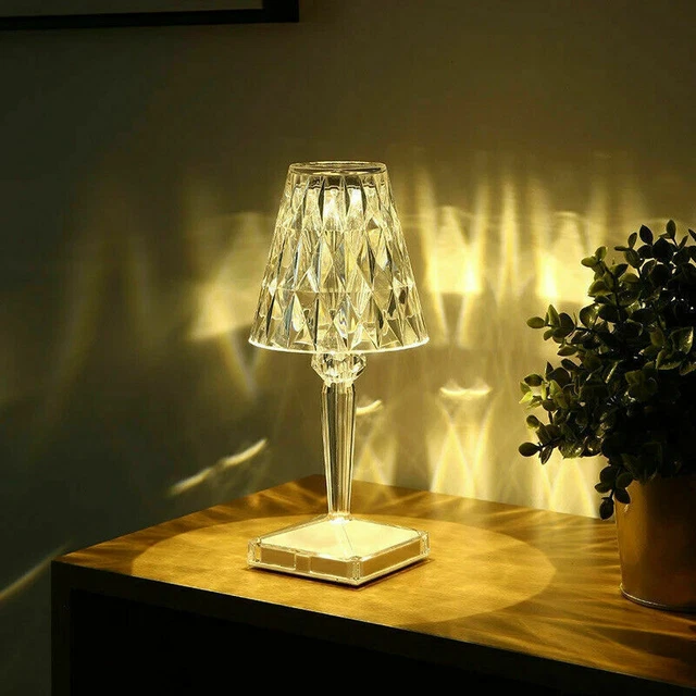 3 Modelli Di Lampada Da Tavolo Diamantata Led Ricaricabile Touch Cristallo 8
