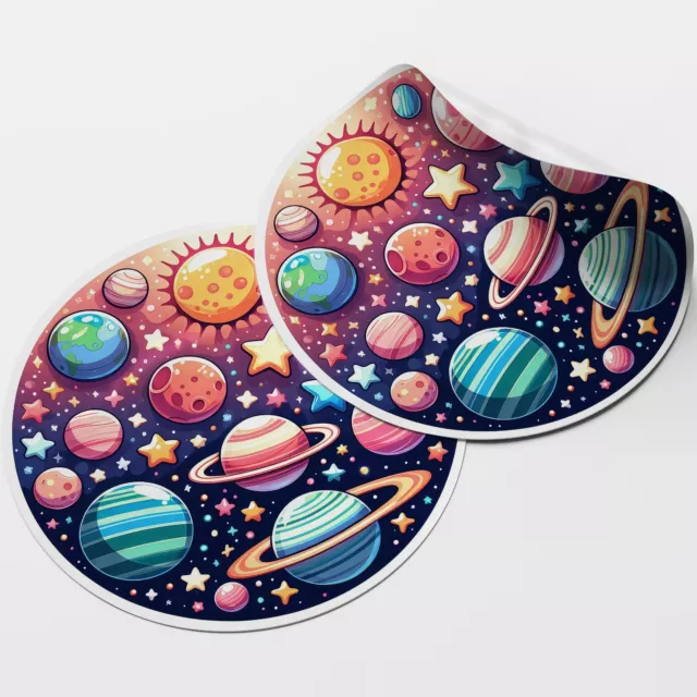 Planets 1 Circle Stickers - 25mm - 35mm - 50mm - 60mm Matte or Gloss