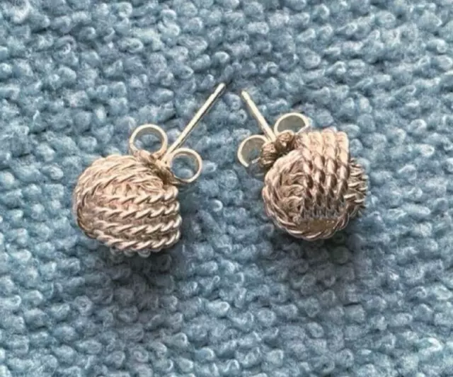 TIFFANY & Co. Somerset Twist Knot Mesh Earrings Silver 925 Accessory Vintage