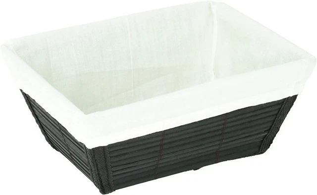 Panier De Salle De Bain Chromo Noir - 28x12x19,5 Cm - Polypropylène Tressé - Doublure Coton - Poignées Chromées