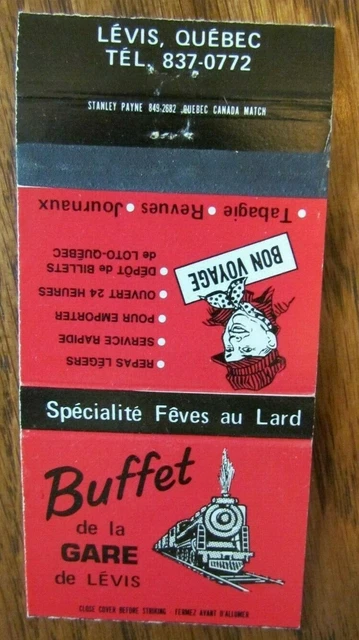 Train Related Matchbook Matchcover: Buffet De La Gare (Lévis, Quebec) -G25