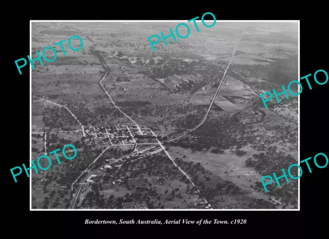 OLD POSTCARD SIZE PHOTO BORDERTOWN SOUTH AUSTRALIA, AERIAL VIEW OF TOWN c1920