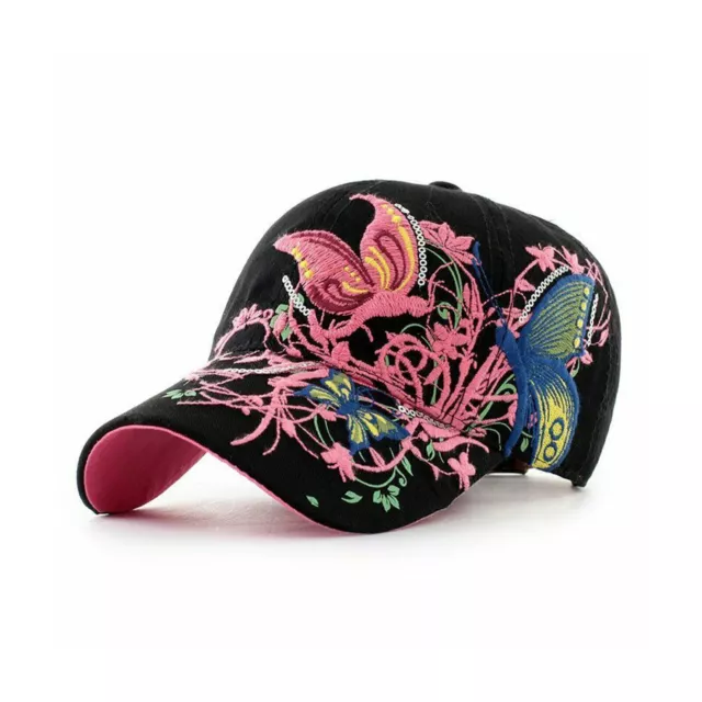 FASHION BASEBALL CAP For Women With Butterflies & Flowers Embroidery  Adjustable $17.84 - PicClick AU