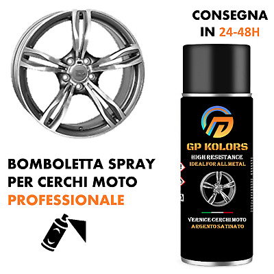 Bomboletta Spray Vernice Cerchi Moto ARGENTO SATINATO Professionale
