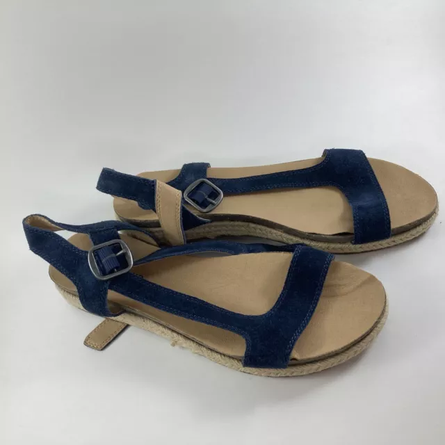 Blue Lucky Brand Women’s Sandals Size 10 Suede Braided Heel With Cork