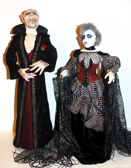 VAMPIRE & Bride WITCH 20" DOLL Halloween Decor Prop FIGURES