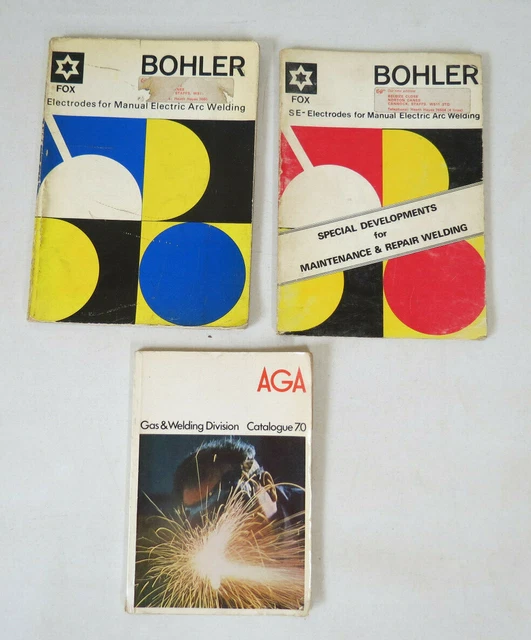 3x Bohler Aga Electric Arc Gas Welding Catalogues and Guides Acceptable/G 1970s