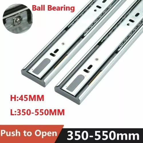 Heavy Duty Metal Drawer Runners Slides Ball Bearing Full Extension PUSH TO OPEN