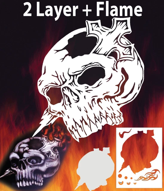 Mini Skull 4 Special Two Layer Airbrush Stencil Spray Vision Template air brush