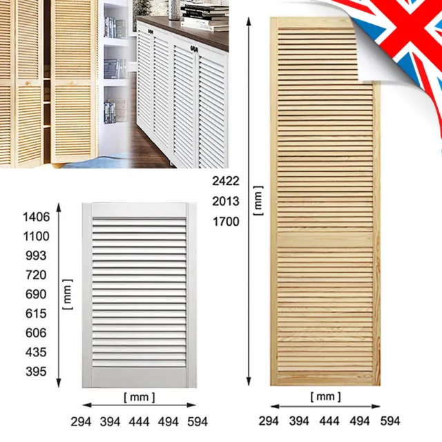 Natural CLEAR PINE or WHITE Wood / FRONT DOOR / Louvre Cupboard Wardrobe Slatted