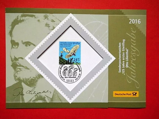 Beleg Ersttagsblatt BRD 2016 Otto Lilienthal Flugzeug Mi. Nr. 3254 FDC Stempel