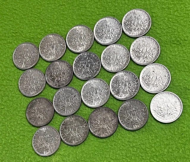 5 Francs Semeuse 1960-1961-1962 - 1963-1964 ( x20)  Argent 835‰ FRANCE
