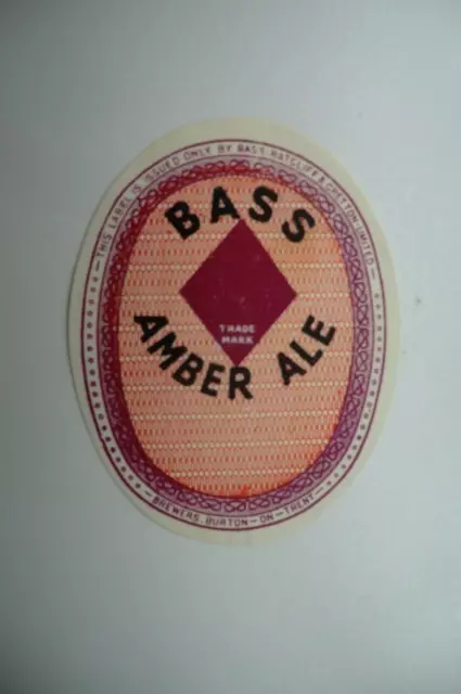 Neuwertig Bass Burton Amber Ale Brauerei Bierflasche Etikett