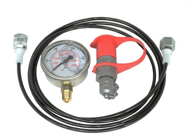 Hydraulik-Manometer 250 Bar – Mit Stecker Größe 3 (20,6 Mm) Und Muffe (38,5 Mm) – Inkl. Schutzkappen