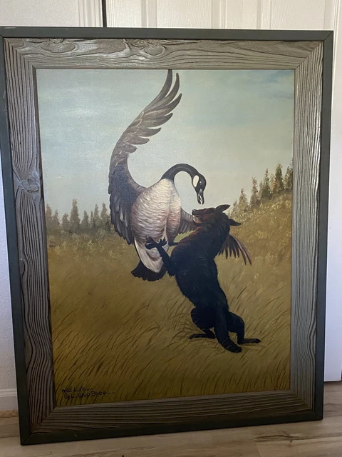 Large Original “Wildlife” Western Native American Indian Painting L. Shipshee