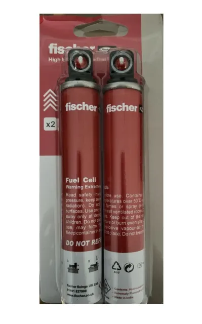 2x Fischer 538211 1st Fix Gas Fuel Cell Nail Gun 80ml Twin Pack Paslode New