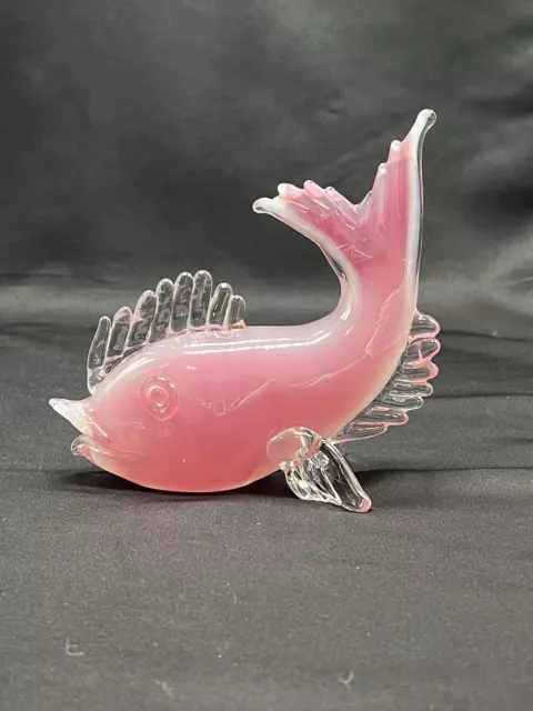 Vintage Archimede Seguso Murano Pink Alabastro Fish Figurine 1950-60’s