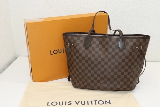 Louis Vuitton Neverfull MM Damier Ebene Neo Rose Ballerine Leather Canvas Tote