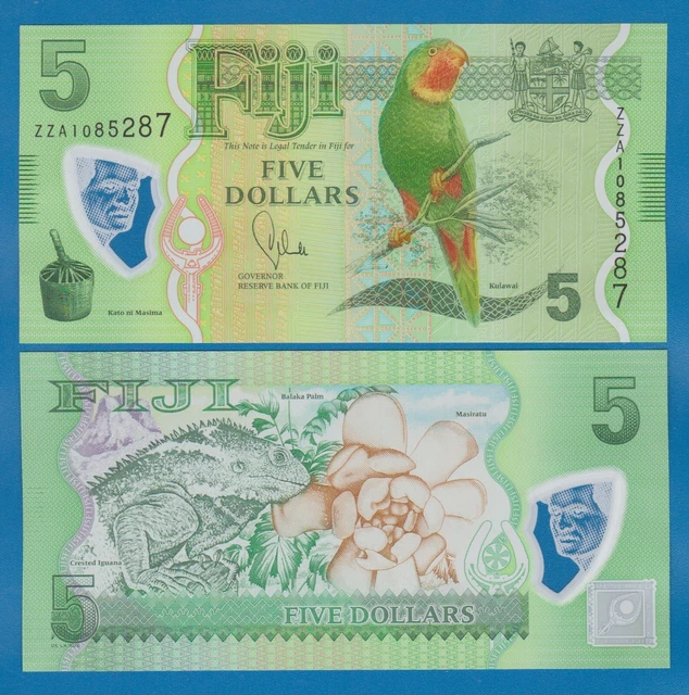 FIJI 5 Dollars P 115 "ZZA" Replacement note, ND (2013) UNC POLYMER