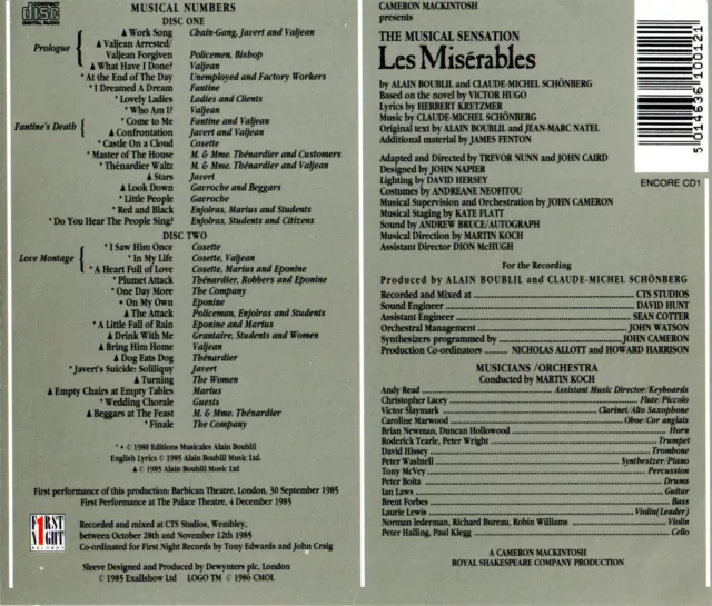 Les Miserables (2CD) DIE ORIGINAL LONDONER BESETZUNG - ORIGINAL ORIGINAL ORIGINAL - NEU / VERSIEGELT! 2