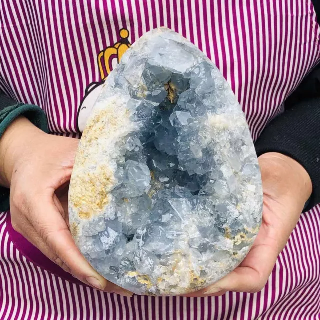 2120G Natural Beautiful Blue Celestite Crystal Geode Cave Mineral Specimen 181