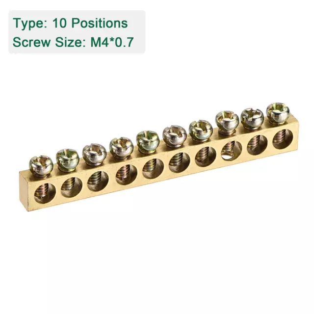 Terminal Ground Bar Screw Block Barrier Brass 10 Positions 65mmx5.5mmx7.5mm 5Pcs 3