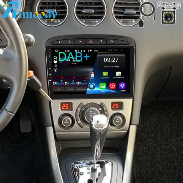 DAB+ 9" Android 13 Autoradio GPS Navi WiFi Für Peugeot 308 408 RCZ 2007-2015