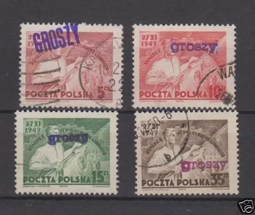 Poland 1950 Groszy Ovpt On Scott 460-463 Michel 642-45 Vfu