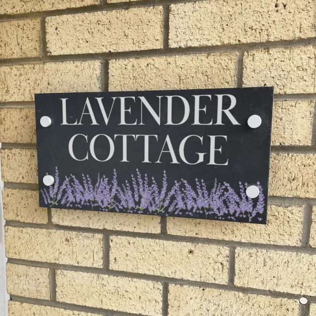 Personalised Lavender Slate House Number or Name Wall Mounted Sign