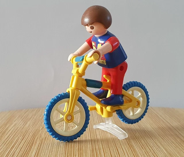 Vélo Playmobil Jaune Et Noir Avec Support Transparent - Set 15111, Occasion