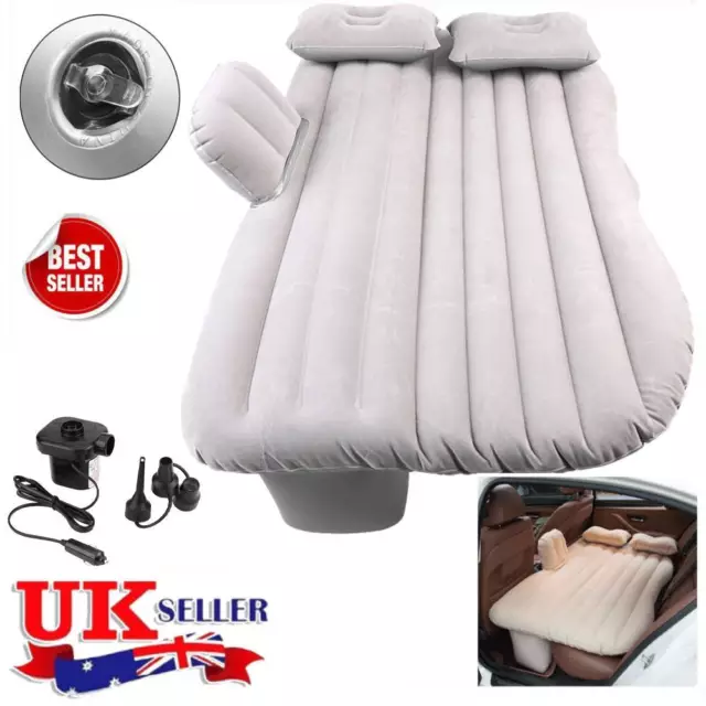 Inflatable Car Air Mattress Portable Travel Bed Back Seat Sleep Rest Mat Pillow.