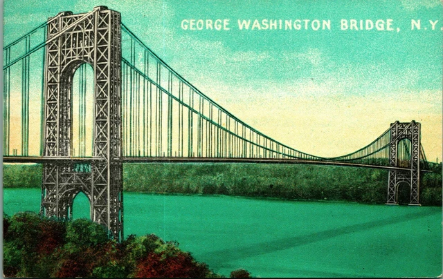 George Washington Bridge New York NY NYC 1934 DB Postcard B2