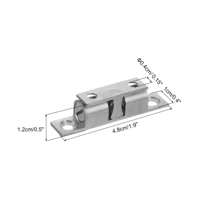 5pcs Brass Double Ball Cabinet Cupboard Roller Catch Door Latch Silver 50mm 2