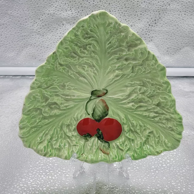 7.5" Carlton Ware England Cabbage  Leaf Cherry Tomatos Majolica Salad Plate