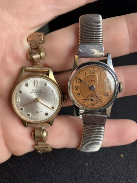 Lot anciennes montres mécaniques EKLA  et ANCRE rubis vintage femme