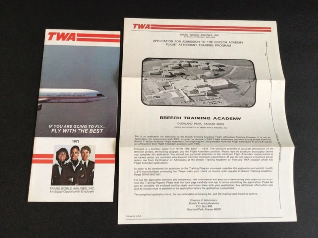 Twa Airlines Flight Attendant 1979 Brochure & Application Trans World Airlines
