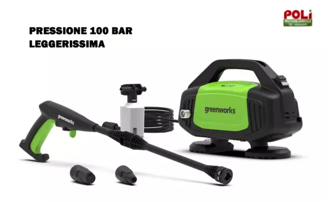 Idropulitrice Greenworks G10 Leggera E Compatta  - 100 Bar - Portatile 220 Volt