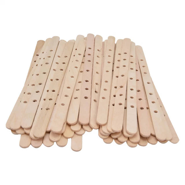 (180x10mm 7 Hole)50Pcs Candle Wick Holder Birch Easy Use Reusable Wooden Wax/