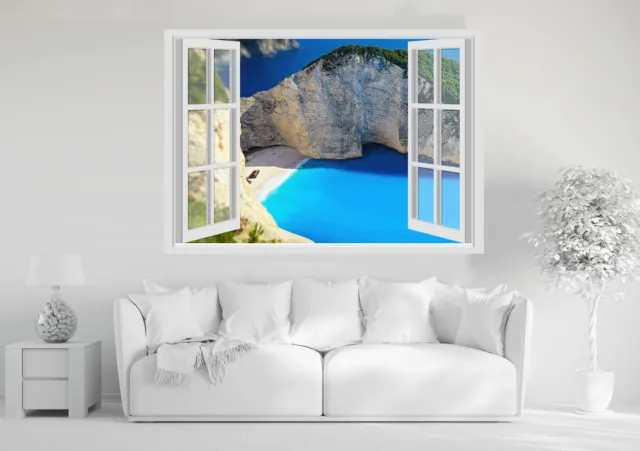 WALL STICKER ADESIVI MURALI Monte Cervino Svizzera Trompe L'oeil finestra  natura