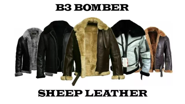 Men's Aviator Raf B3 Bomber Flyinf Pilot Genuine Sheep Skin Leather Jacket