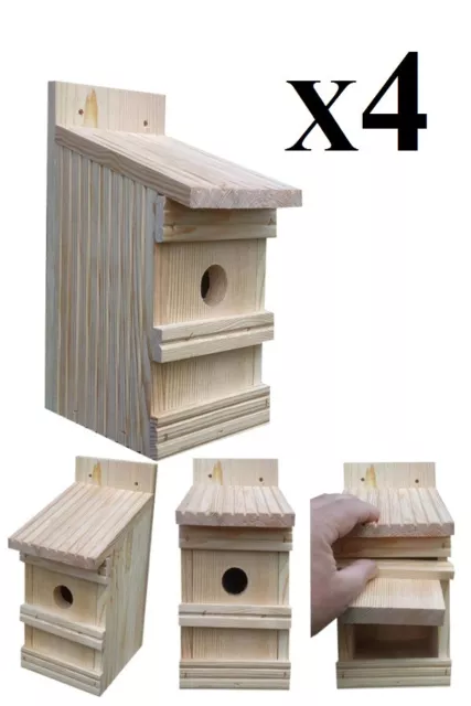 Nistkästen für die Vögelx 4, Nistkasten, Vogelhaus aus Holz, Super-Set