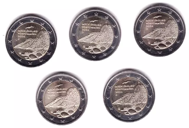 2 euros 2024 Allemagne commémorative MECKLEMBURG neuve à FDC non circulée les 5