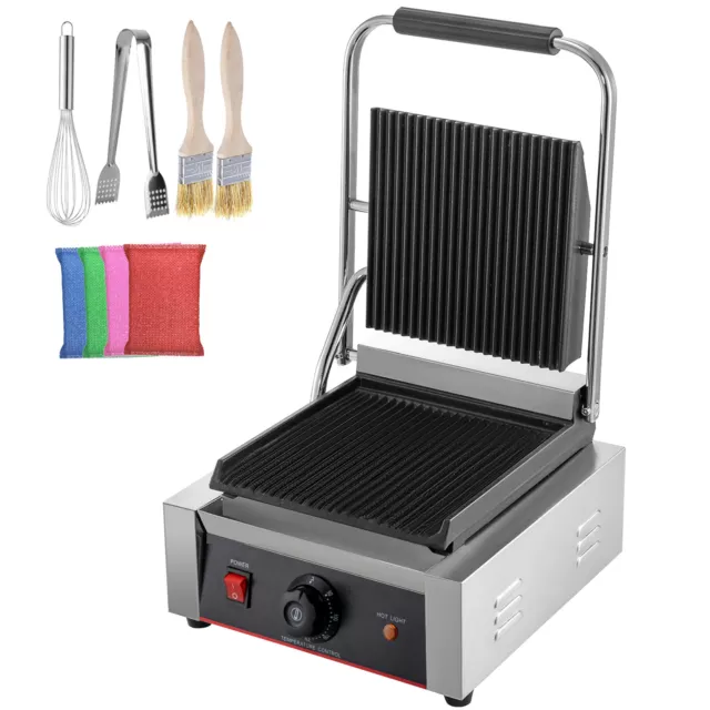 VEVOR Commercial Sandwich Press Grill Panini Maker 1800W Stainless Steel